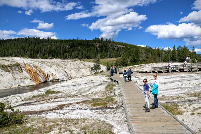 Wandelpad terug naar de parking van Grand Prismatic Spring