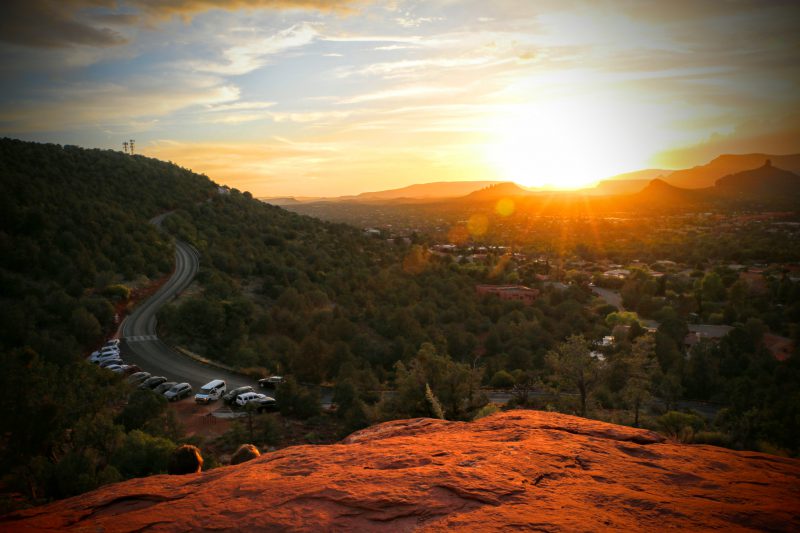 Zonsondergang in Sedona vanaf Airport Vortex